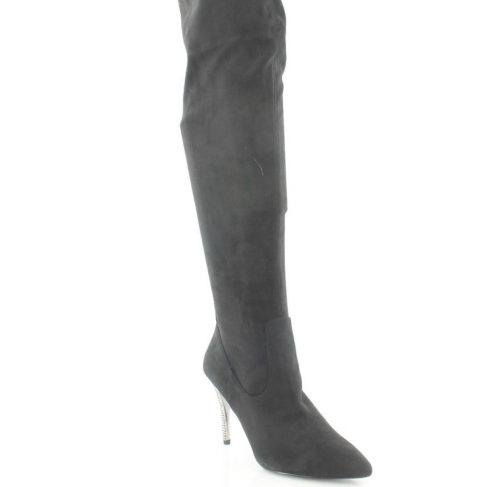 COPY - Noir street glam knee high black suede boo…
